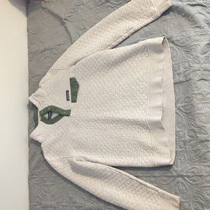 Women's large Patagonia pullover light grey and some green.